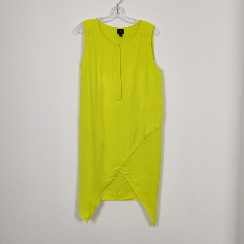 Worthington Women's Neon Green Asymmetrical Shift Dress Size 16 Lagenlook